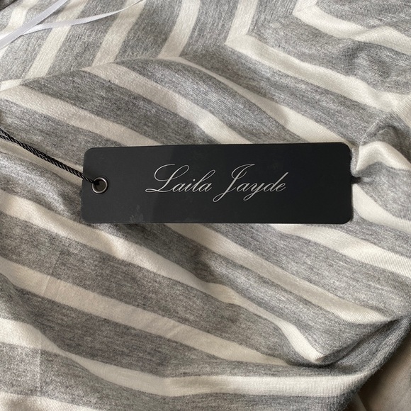 NWT Laila Jayde Naila V-Neck Knit striped Racerback spaghetti strap top Sz L - Picture 8 of 8